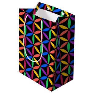 Rainbow Flower of Life Pattern Medium Gift Bag