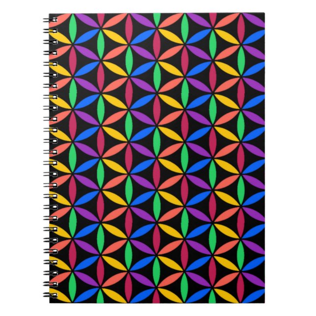 Rainbow Flower of Life Pattern Notebook (Front)