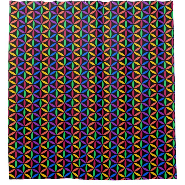 Rainbow Flower of Life Pattern Shower Curtain (Front)