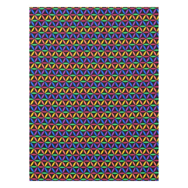 Rainbow Flower of Life Pattern Tablecloth (Front)