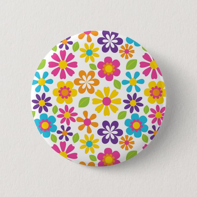 Rainbow Flower Power Hippie Retro Teens Gifts 6 Cm Round Badge (Front)