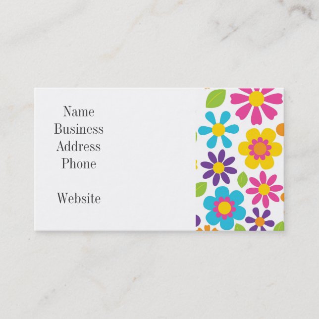 Rainbow Flower Power Hippie Retro Teens Gifts Business Card (Front)