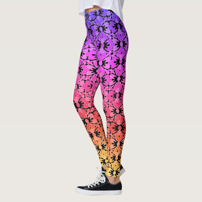 Rainbow Flower Power Leggings (Left)
