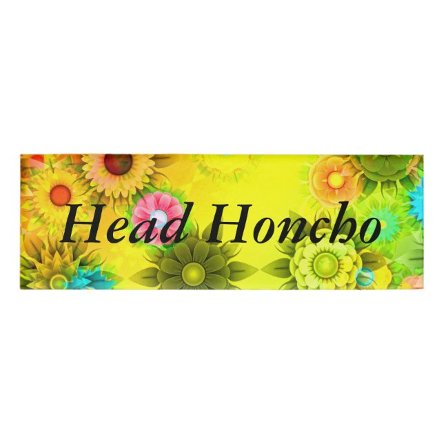 Rainbow Flower Power Name Tag (Front)