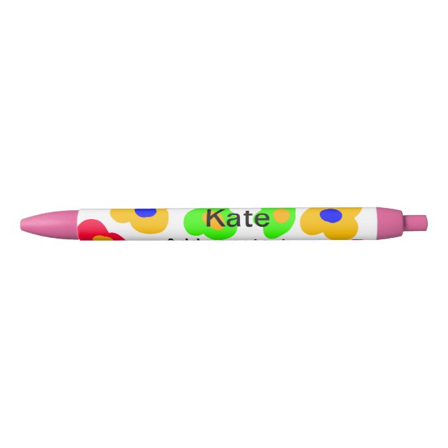 Rainbow flower pride love add name text lqbtq abst black ink pen (Front)