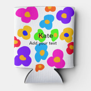 Rainbow flower pride love add name text lqbtq abst can cooler