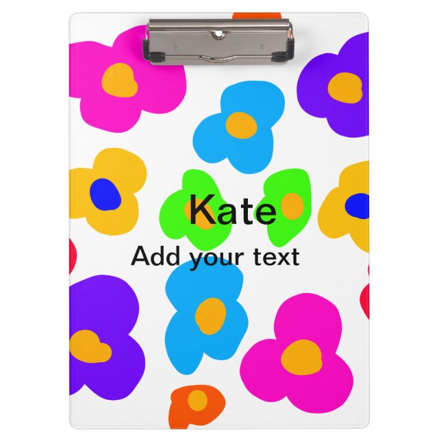 Rainbow flower pride love add name text lqbtq abst clipboard (Front)