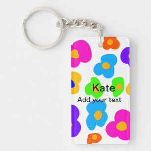 Rainbow flower pride love add name text lqbtq abst key ring