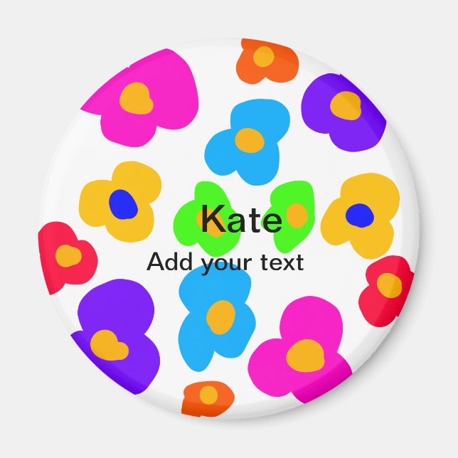 Rainbow flower pride love add name text lqbtq abst magnet (Front)