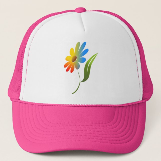 RAINBOW FLOWER TRUCKER HAT (Front)