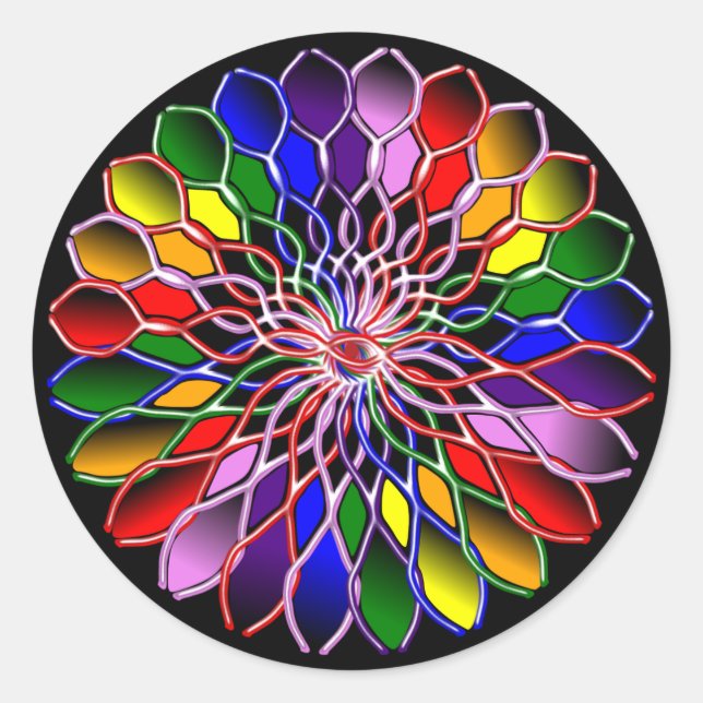 Rainbow Floweret Stickers-20 per sheet Classic Round Sticker (Front)