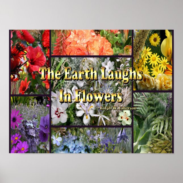 Rainbow Flowers - Earth Laughs by Emerson Poster (Front)