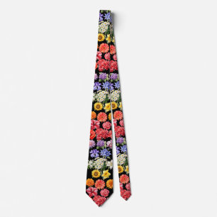 Rainbow Flowers Floral Neck Tie
