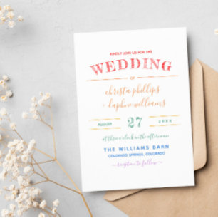 Rainbow Flowers Gay Lesbian Wedding Invitation