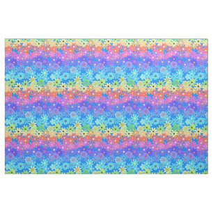 Rainbow Flowers Hippie Style Fabric