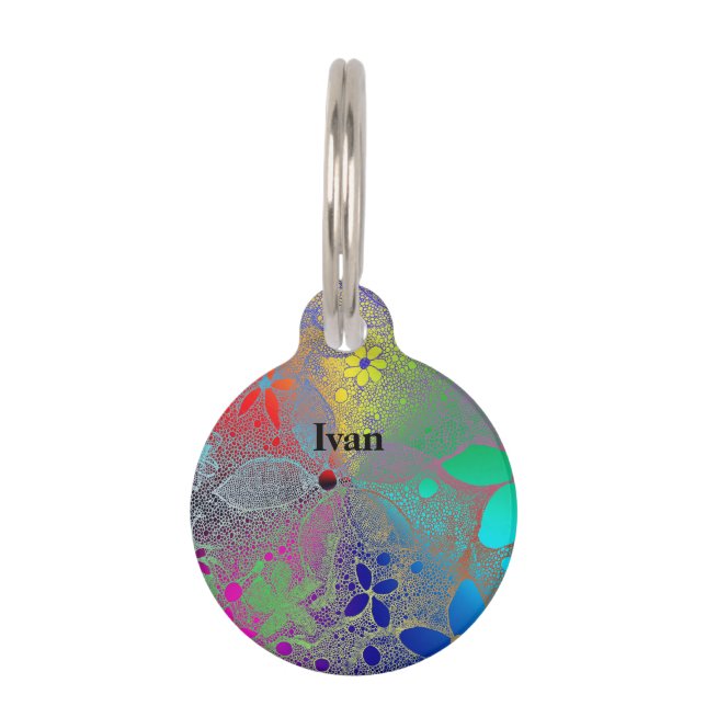 Rainbow Flowers In Lace Pet Tag (Front)