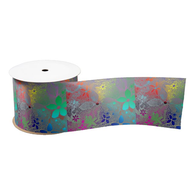 Rainbow Flowers In Lace Satin Ribbon (Spool)