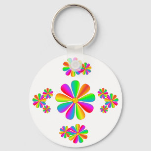 Rainbow Flowers Key Ring