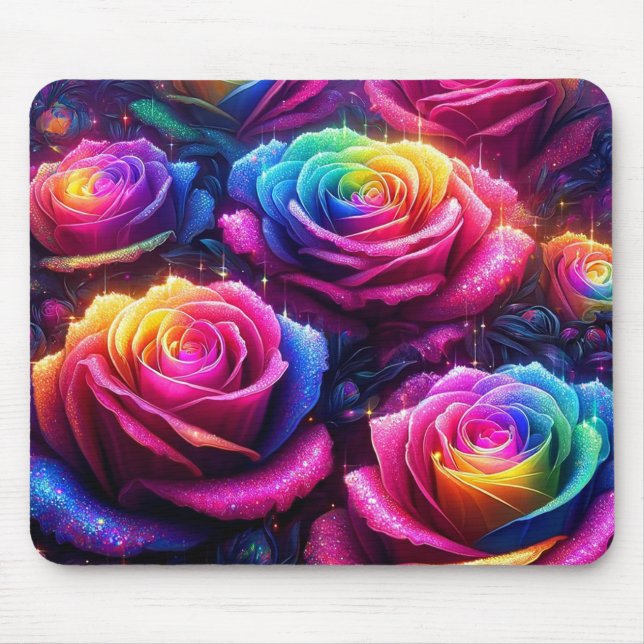 Rainbow Flowers Mouse Pad (Front)