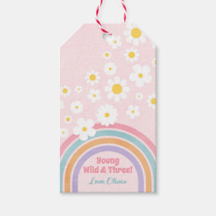 Rainbow Flowers Retro Birthday Favours Party Tags