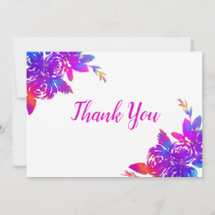 Rainbow Flowers Thank You Card