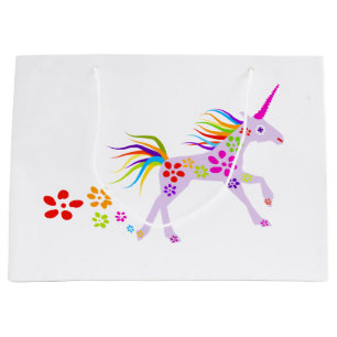 RAINBOW FLOWERS UNICORN VECTOR ILLUSTRATION LARGE GIFT BAG