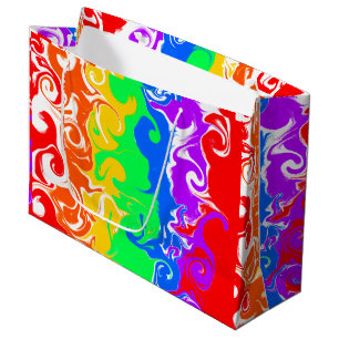 Rainbow Fluid Art Birthday Large Gift Bag
