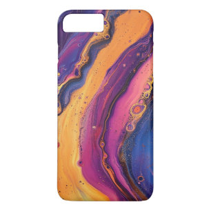 Rainbow Fluid Pour Purple & Orange Colourful iPhone 8 Plus/7 Plus Case