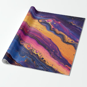 Rainbow Fluid Pour Purple & Orange Colourful Wrapping Paper