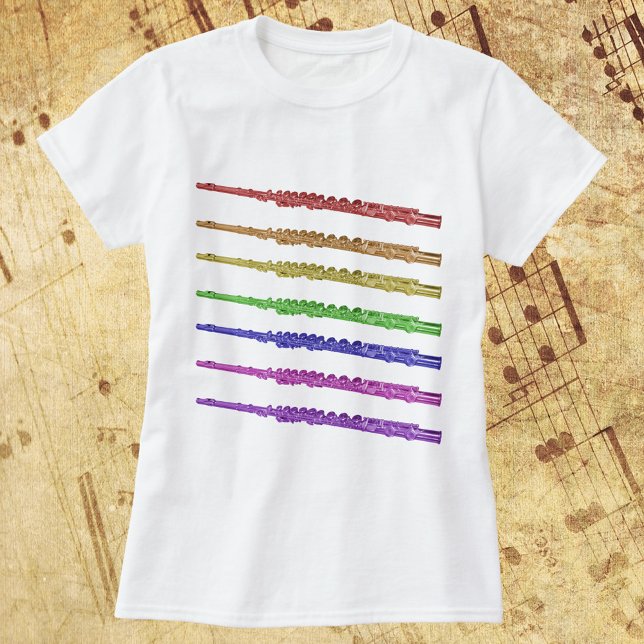 Rainbow Flutes T-Shirt (A tshirt with a rainbow pattern of flutes)