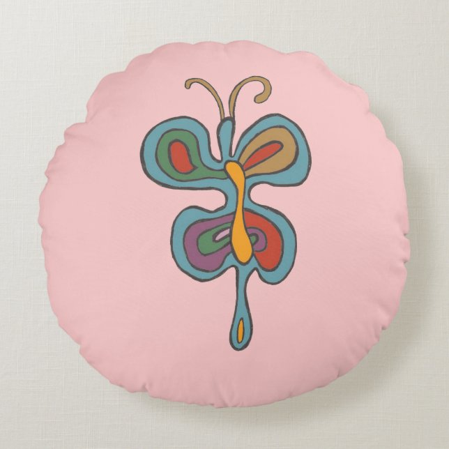 Rainbow Flutterfly Throw Pillow (Front)