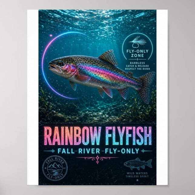Rainbow Flyfish Fall River Fly Only Poster (Front)