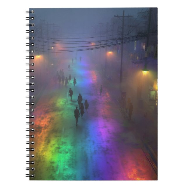 Rainbow Fog City Street Notebook (Front)