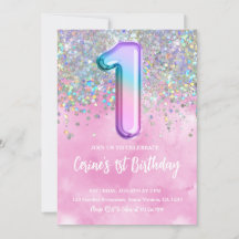 Rainbow Foil Girl First Birthday
