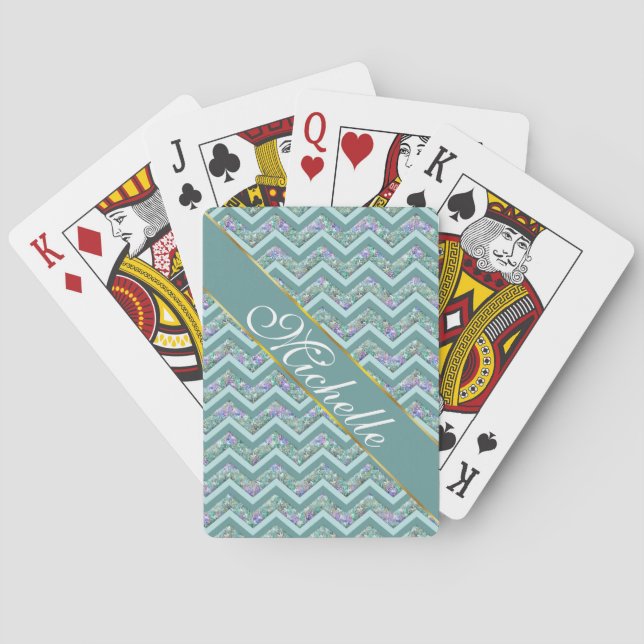 Rainbow Foil ZigZag Pattern Playing Cards (Back)