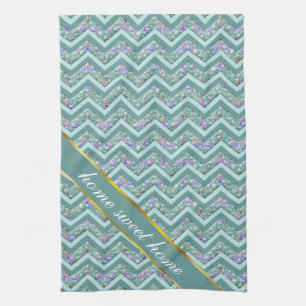 Rainbow Foil ZigZag Pattern Tea Towel