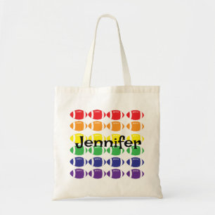 Rainbow Football with Name  Tote Bag