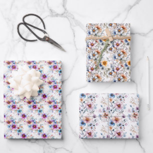 Rainbow Foral Trio Wrapping Paper Sheet