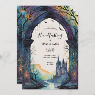 Rainbow Forest Castle Arch Pagan Handfasting Invitation