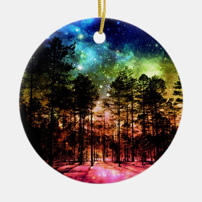 Rainbow Forest Ceramic Tree Decoration (Front)