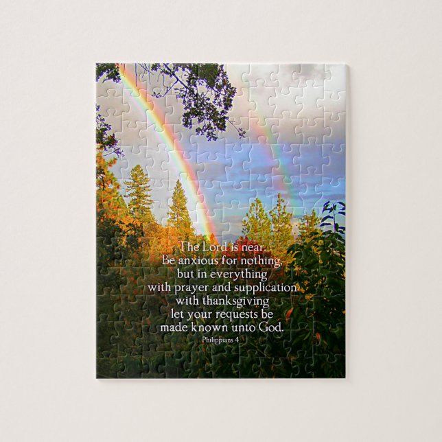 Rainbow Forest Christian Scripture Bible Verse Jigsaw Puzzle (Vertical)