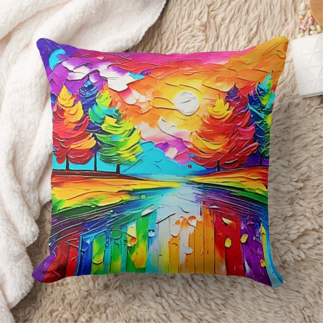 Rainbow Forest Sunset Dreams Cushion (Blanket)