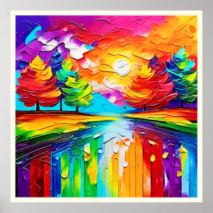 Rainbow Forest Sunset Dreams Poster