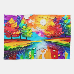 Rainbow Forest Sunset Dreams Tea Towel