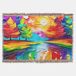 Rainbow Forest Sunset Dreams Throw Blanket