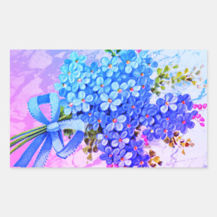 Rainbow Forget-Me-Nots Flower Rectangular Sticker