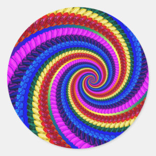 Rainbow Fractal Art Swirl Pattern Classic Round Sticker