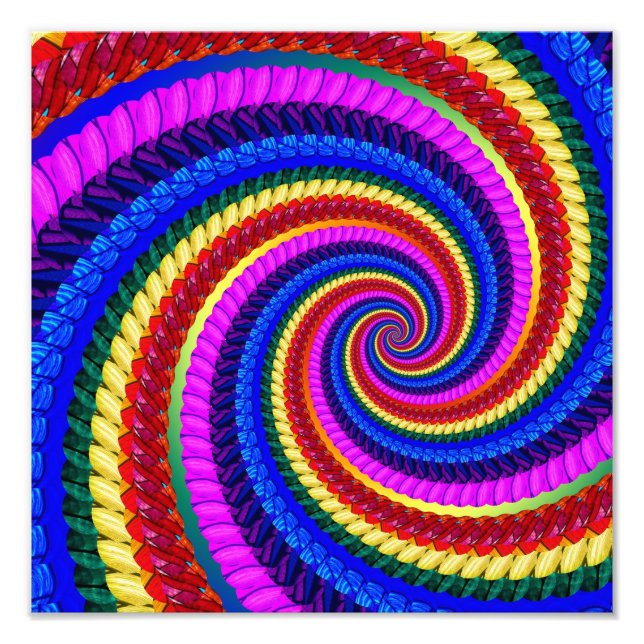 Rainbow Fractal Art Swirl Pattern Photo Print (Front)