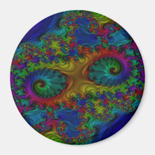 Rainbow Fractal CIrcle Magnet