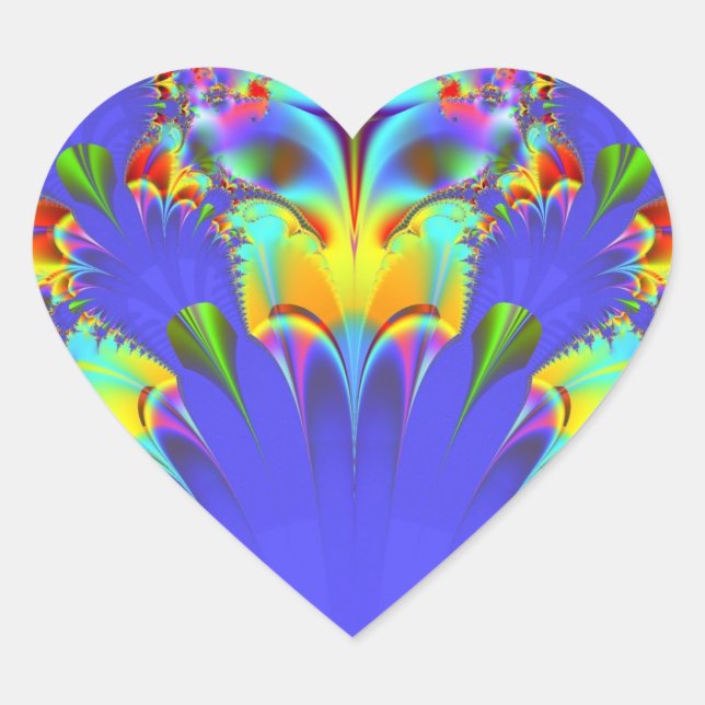 Rainbow fractal heart sticker (Front)